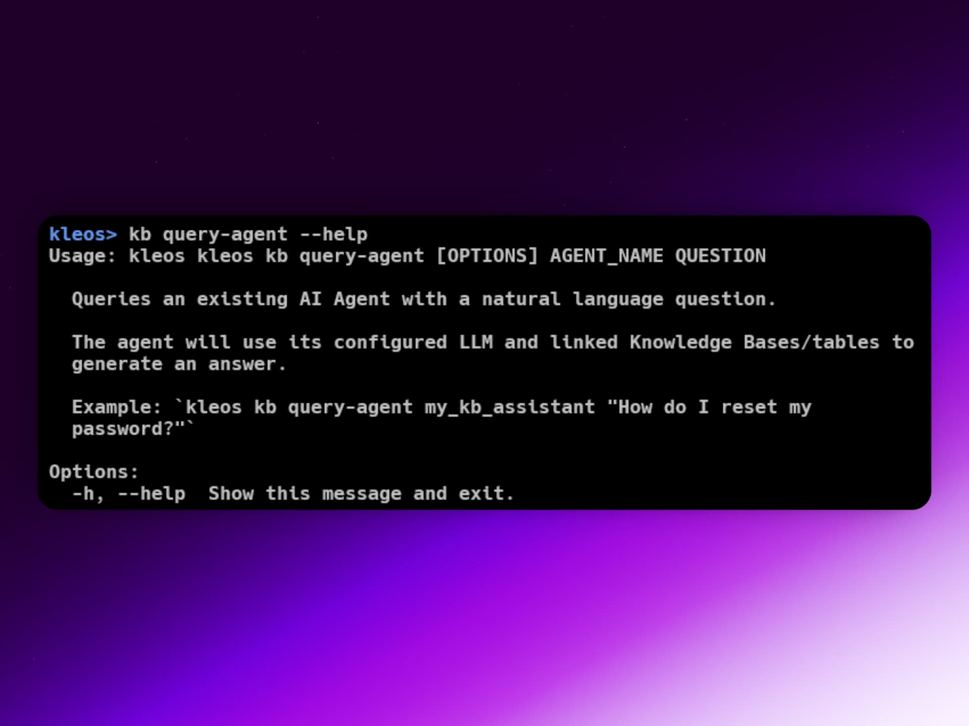 Kleos KB query-agent